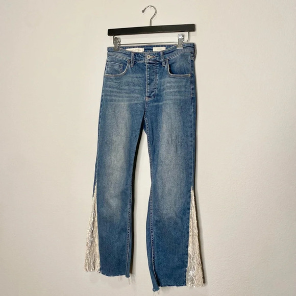 Anthropologie Pilcro and the Letterpress High Rise Sequined Flare Jeans - Picture 7 of 11